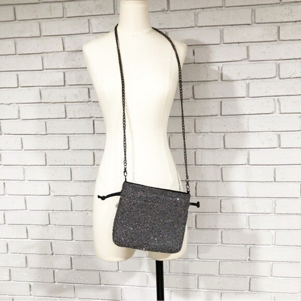Aqua Crystal Mesh Crossbody Bag Statement Glam Evening